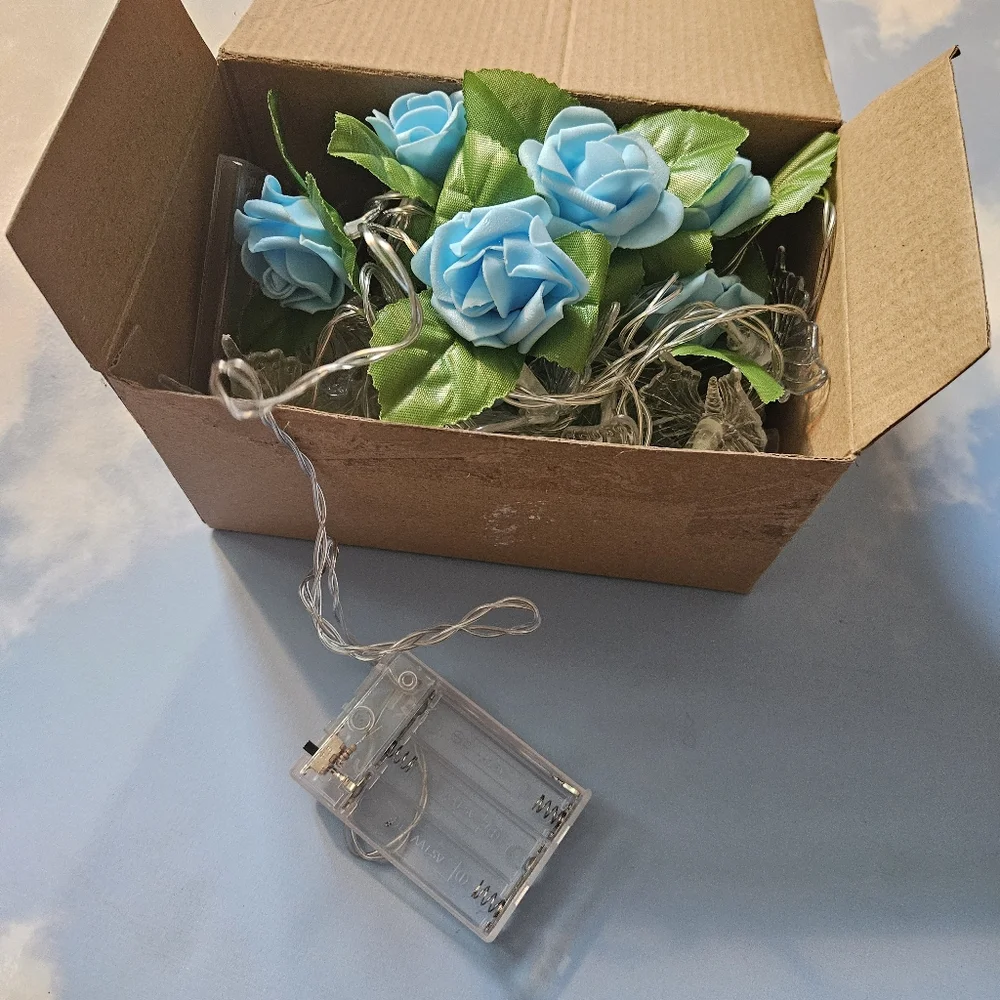 Dolls Kill Dolls Home Blue Rose String Lights Battery Operated Bedroom Lights